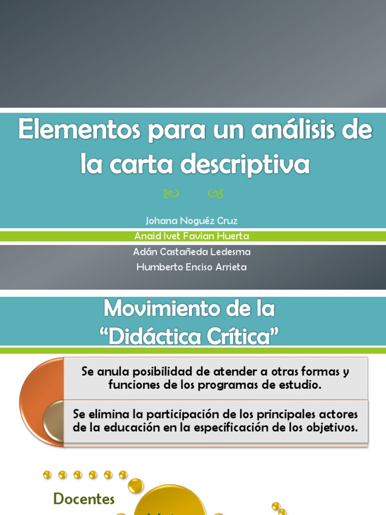 Elementos para un análisis de una carta descriptiva(1