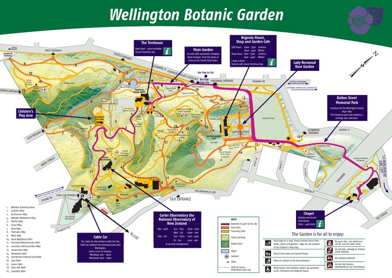 Wellington Botanic Garden Map Botanic Garden Map, Wellington New Zealand | Pdf | Gardens | Landscape