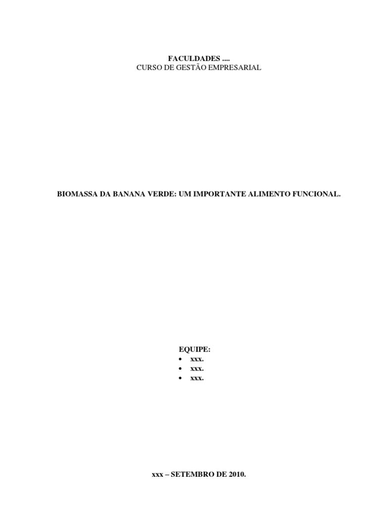 Projeto Biomassa Da Banana Verde PDF Banana Suco