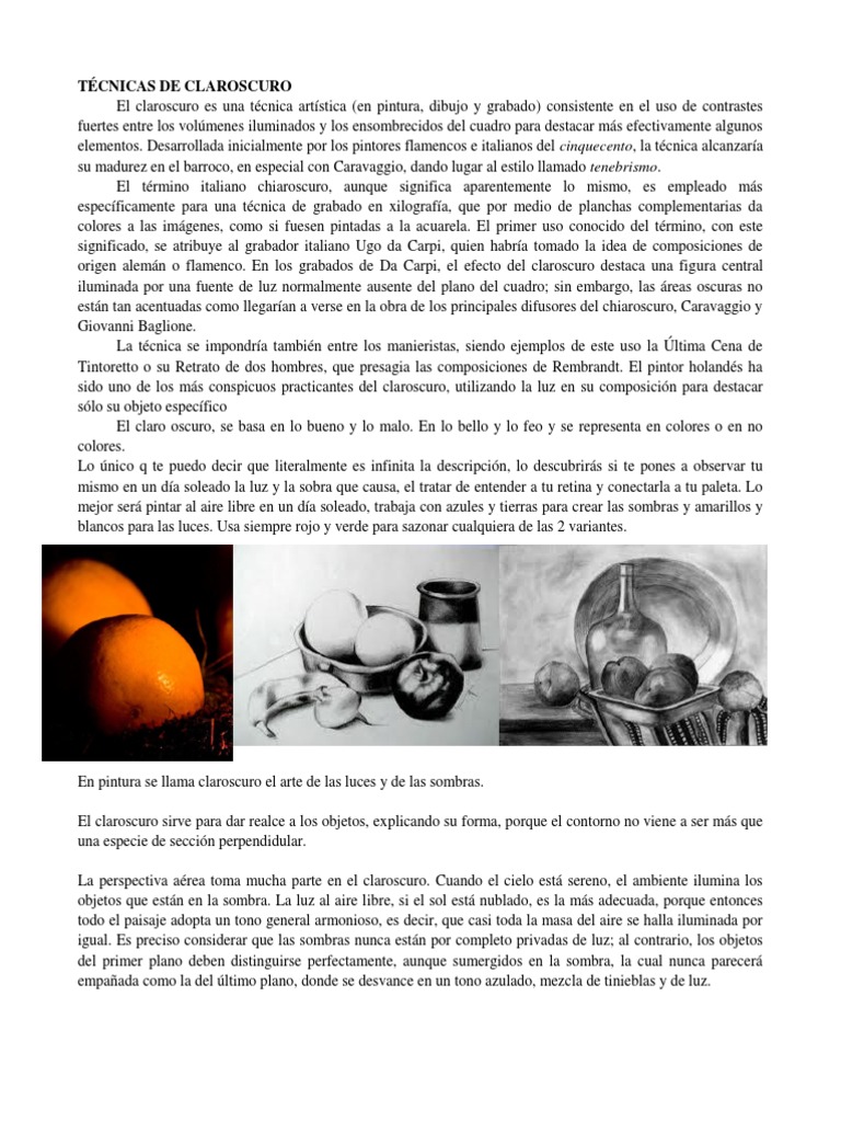 TÉCNICAS DE CLAROSCURO