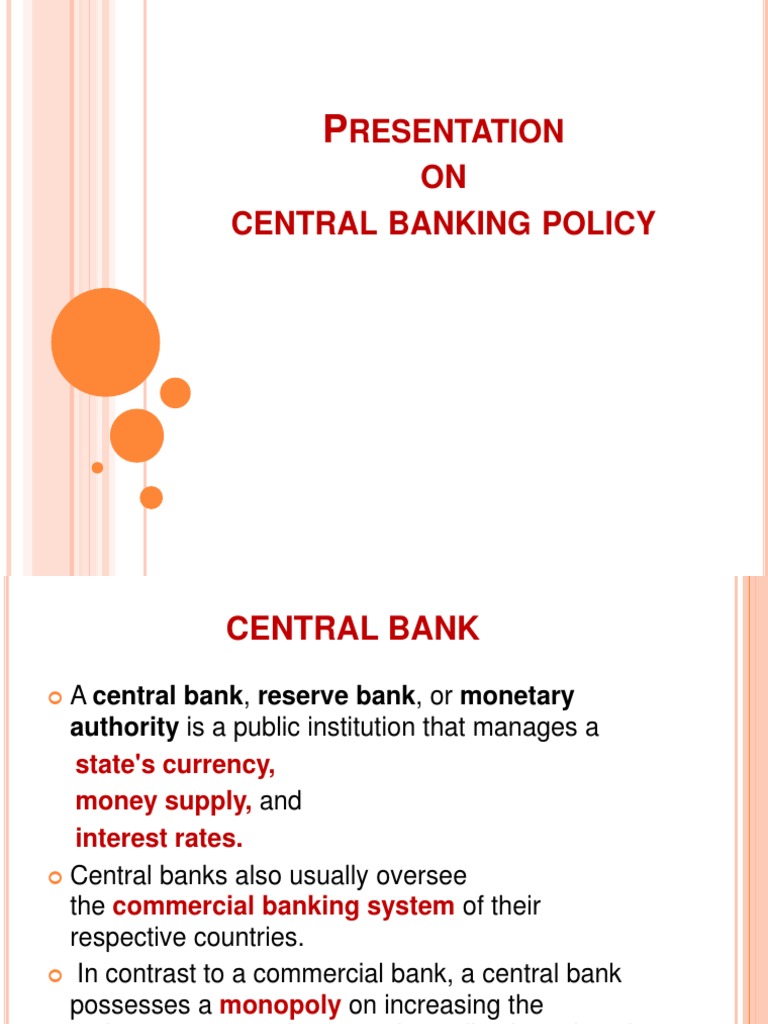 Central Banking and Monetary Policy Overview | PDF