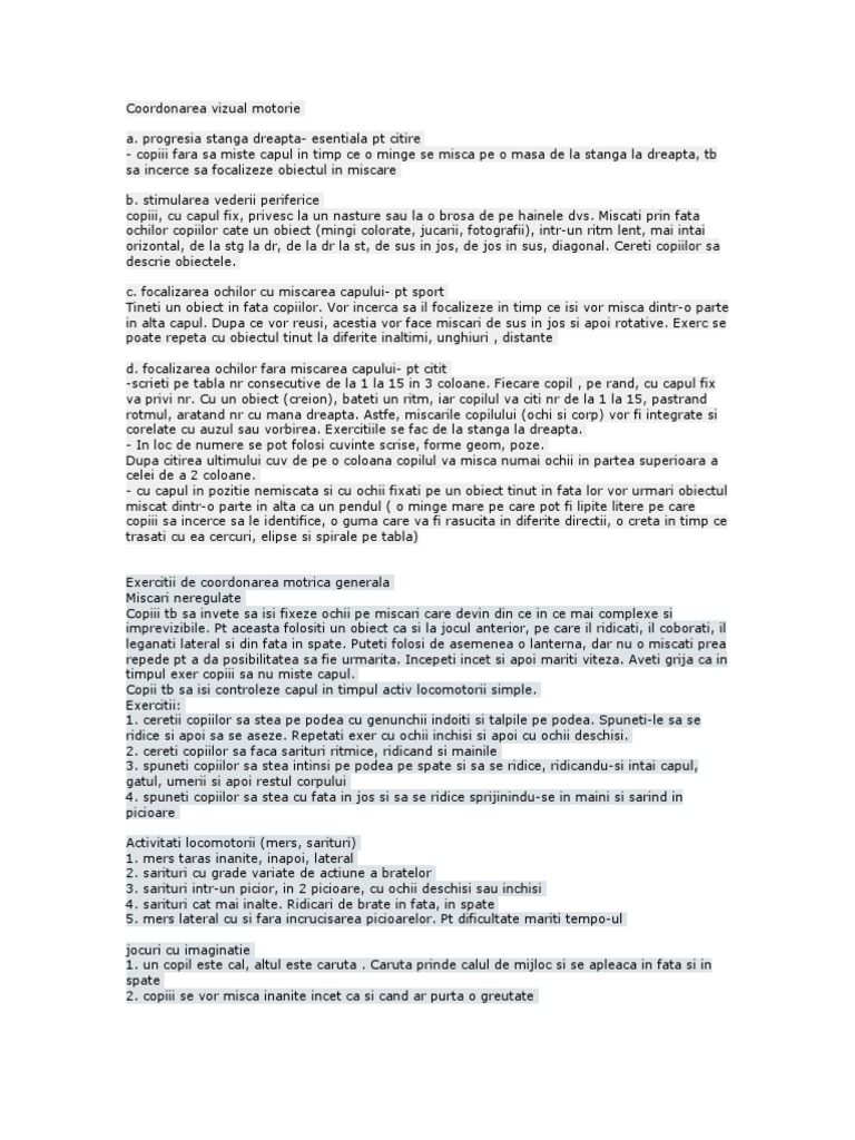 Exercitii Pentru Coordonare | PDF