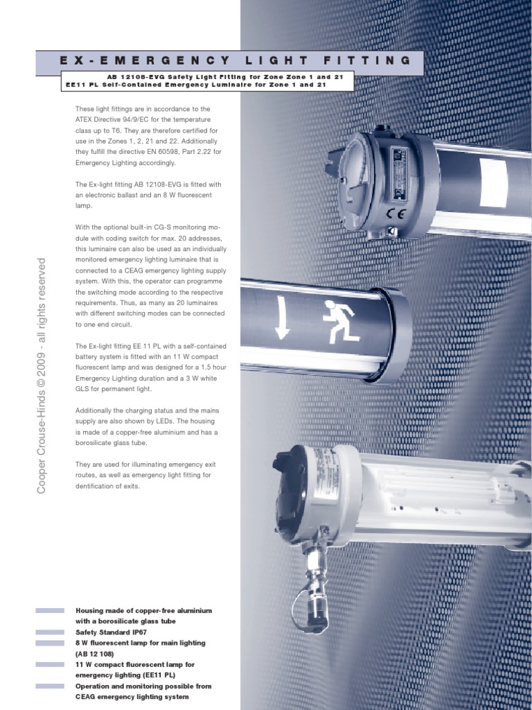 Emergency Light Fitting Data Sheet PDF Fluorescent Lamp Compact