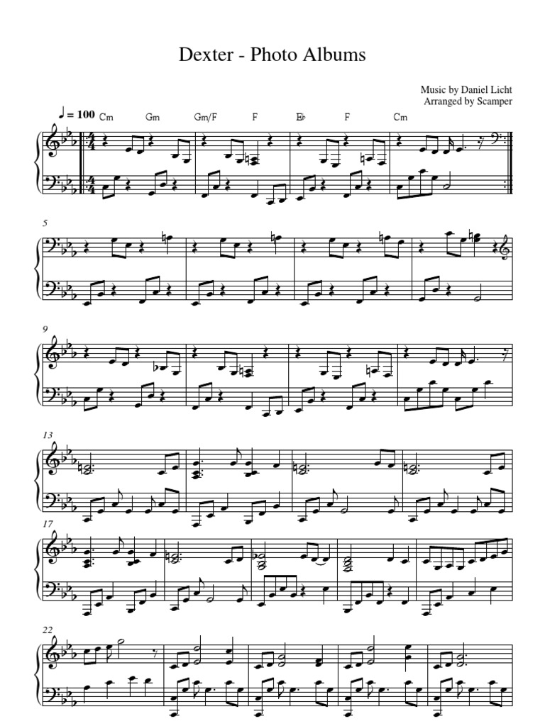 Dexter Piano Sheet Music Collection | PDF
