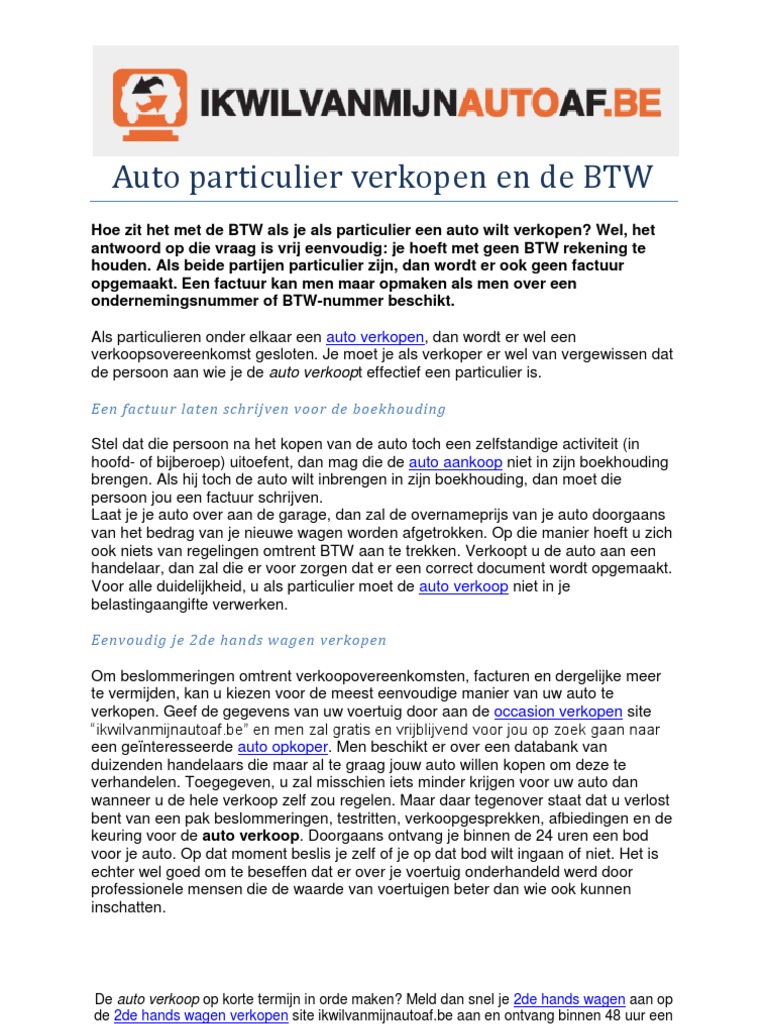 Auto Particulier en BTW | PDF