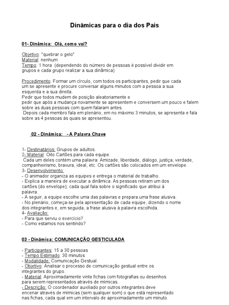 Dinâmicas para Pais | PDF