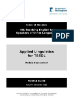 Applied Linguistics For TESOL: MA Teaching English To Speakers of Other Languages