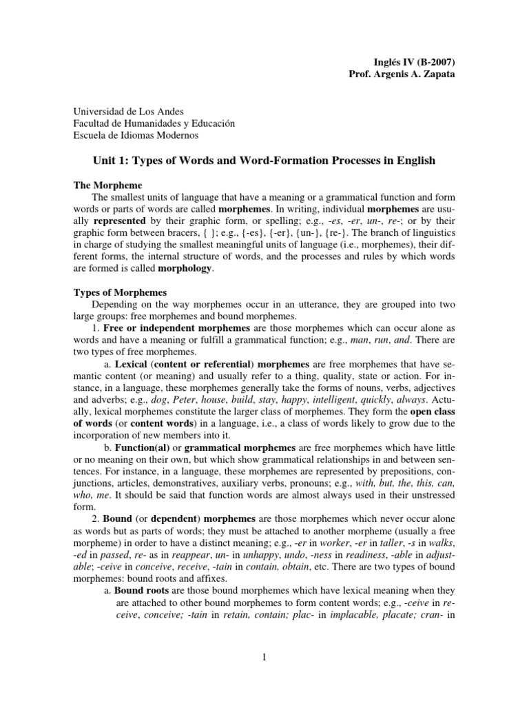 Word Formation Processes in English | PDF | Science & Mathematics