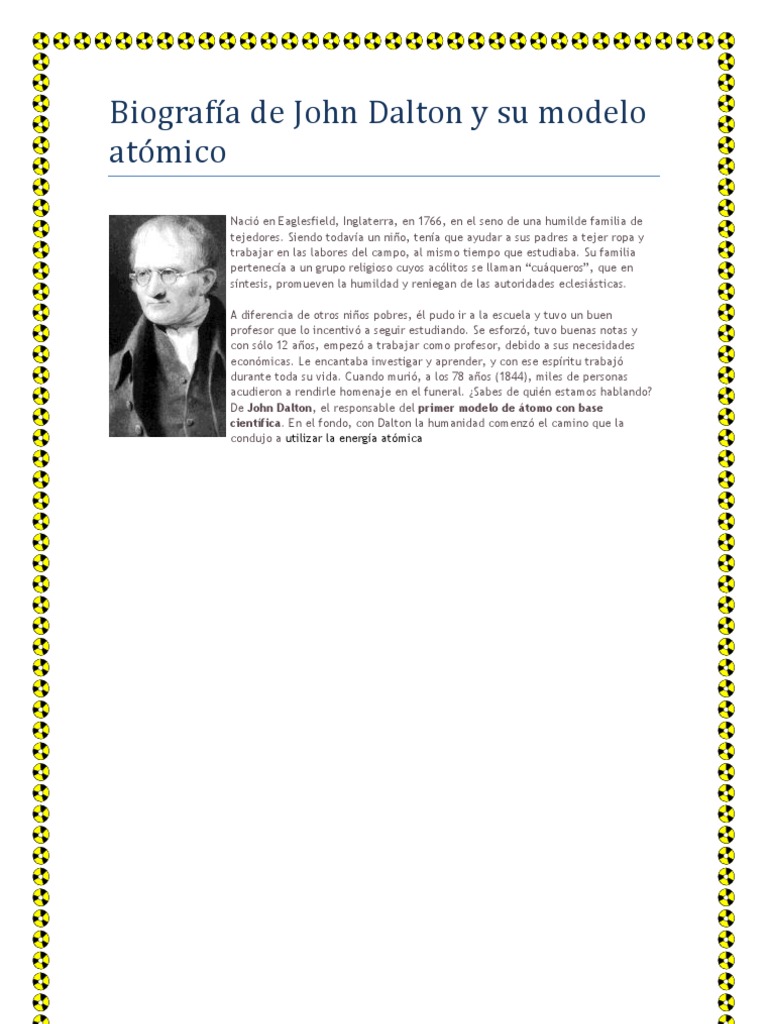 Biografía de John Dalton y Su Modelo Atómico | PDF | Niels Bohr ...