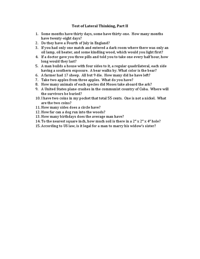 Lateral Thinking Puzzles Explained | PDF