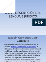 Breve DescripciÓn Del Lenguaje JurÍdico