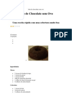 Bolo de Chocolate Sem Ovo