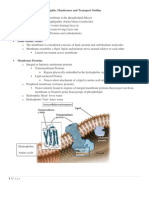 Lipids, Membranes and Transport Outline