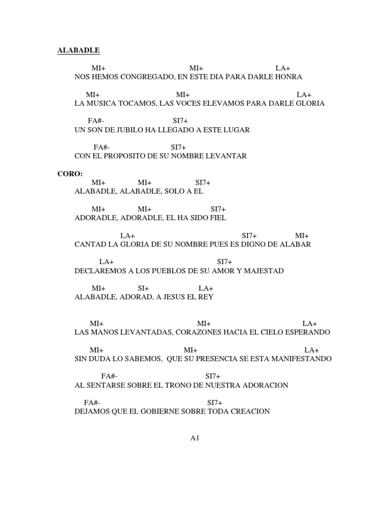 Acordes Alabanzas Pdf Artes Del Lenguaje Y Comunicación Religión