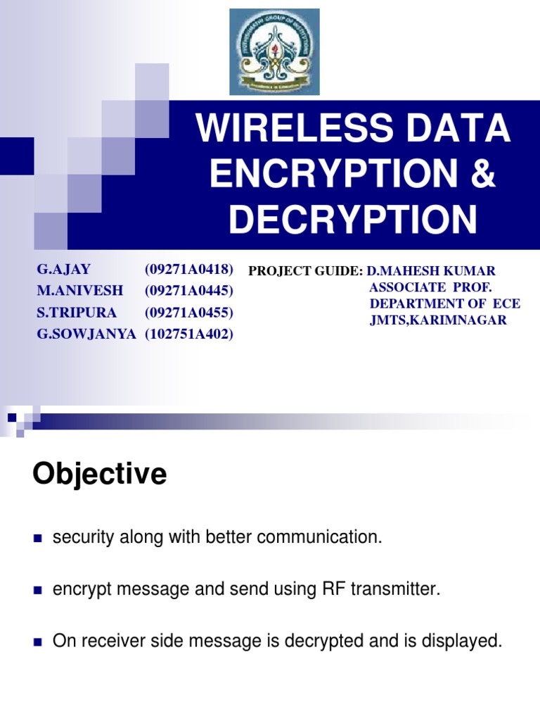 Wireless Data Encryption & Decryption PPT'S by G.ajay Kumar | PDF ...