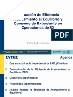 Evaluacion de Eficiencia Acercamiento Al Equilibrio y Consumo de Extractante en Operaciones de Sx