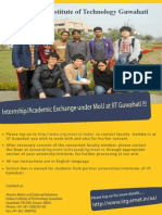 Indian Institute of Technology Guwahati: Internship/Academic Exchange Under M Ou at IIT Guwahati !!!