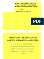 Perumusan Dan Pengesahan Pancasila Sebagai D