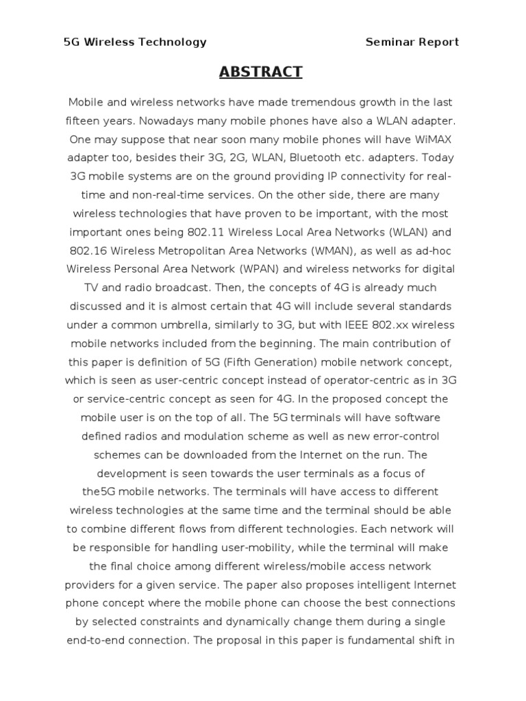 5G Wireless Technology Seminar Report PDF 3 G General Packet