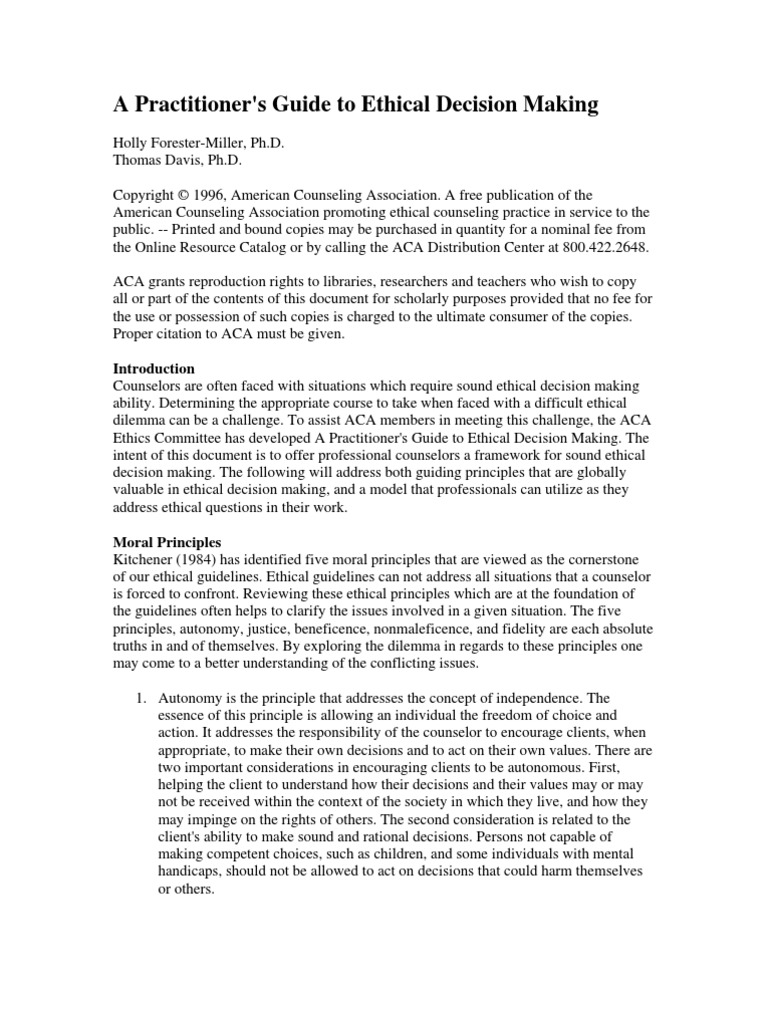 Ethical Decision Making | PDF | Autonomy | Justice