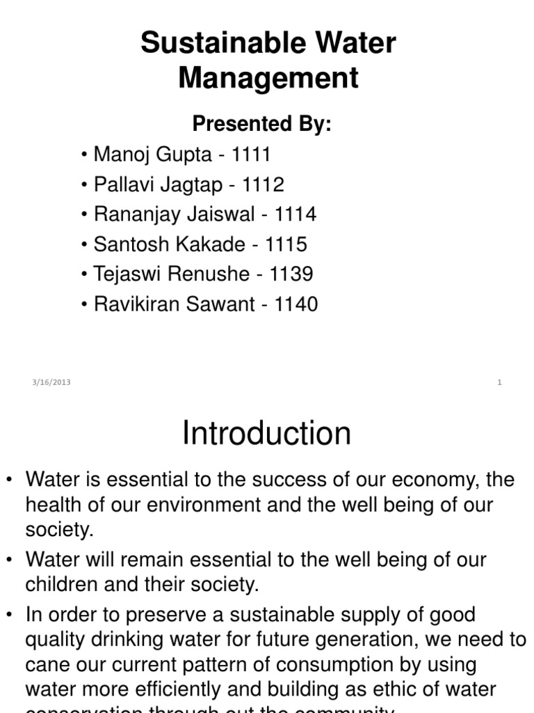 Sustainable Water Management Strategies | PDF | Water Resources | Water Use
