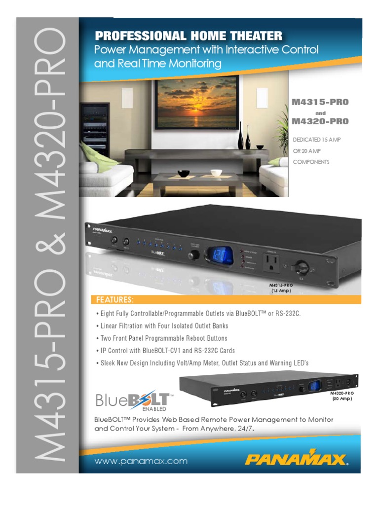 Panamax M4315PRO and M4320PRO BlueBOLT Power Management System