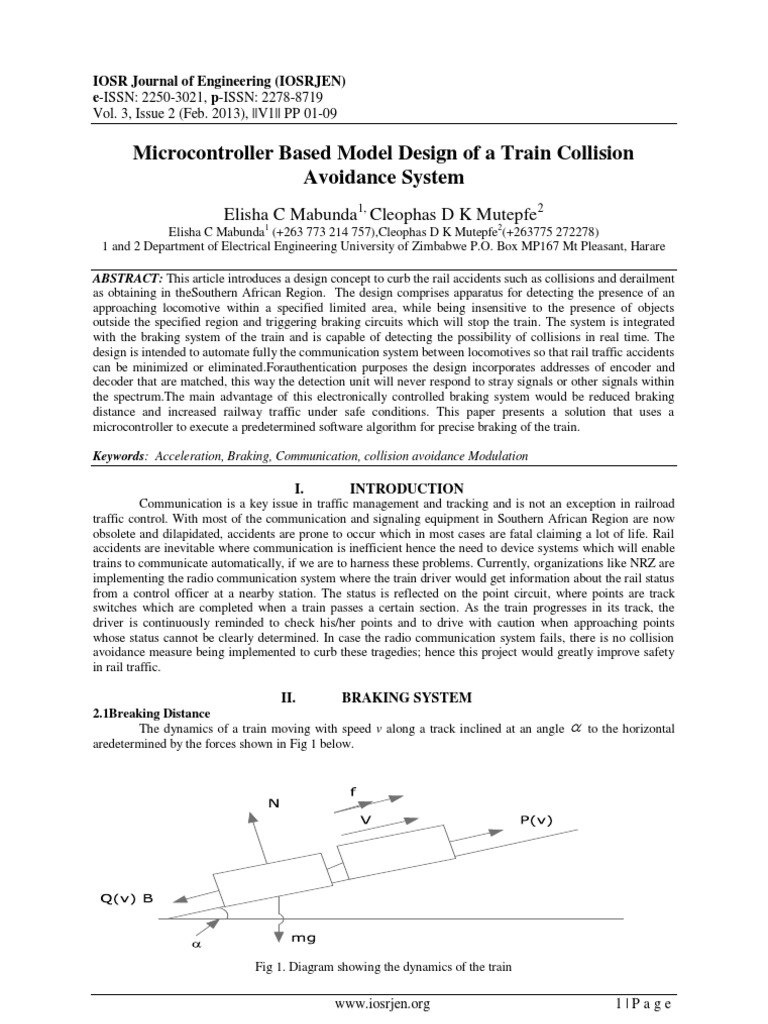 Microcontroller Based Model Design of A Train Collision Avoidance ...