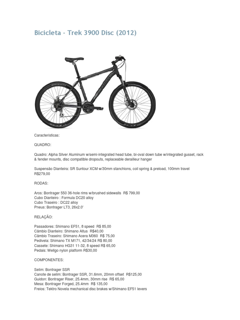 Trek 3900 Disc Specifications (2012) | PDF | Sports & Recreation