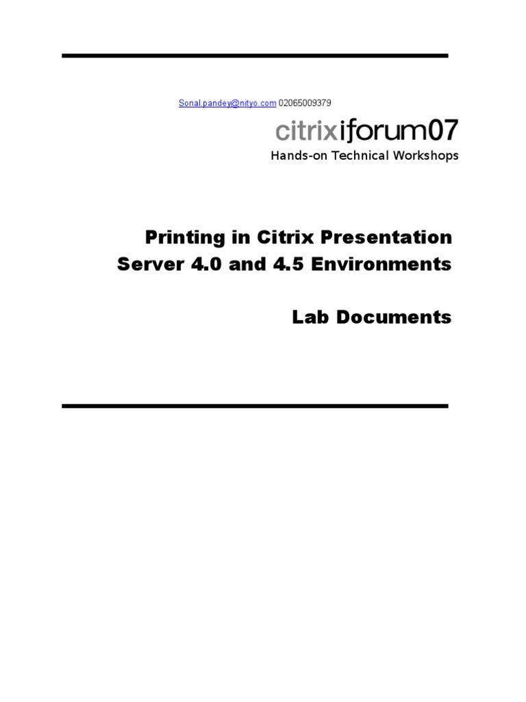 Printing in Citrix Presentation Server 4.0 and 4 v4 PDF Citrix