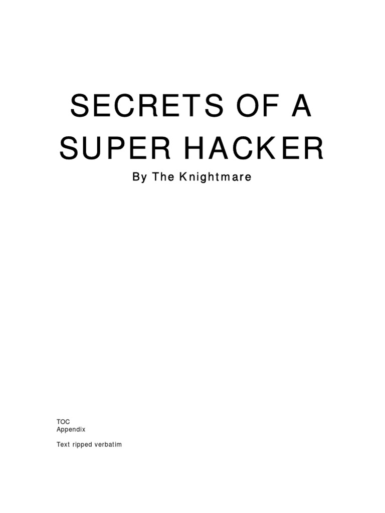 Secrets of a Super Hacker | Security Hacker | Modem - 