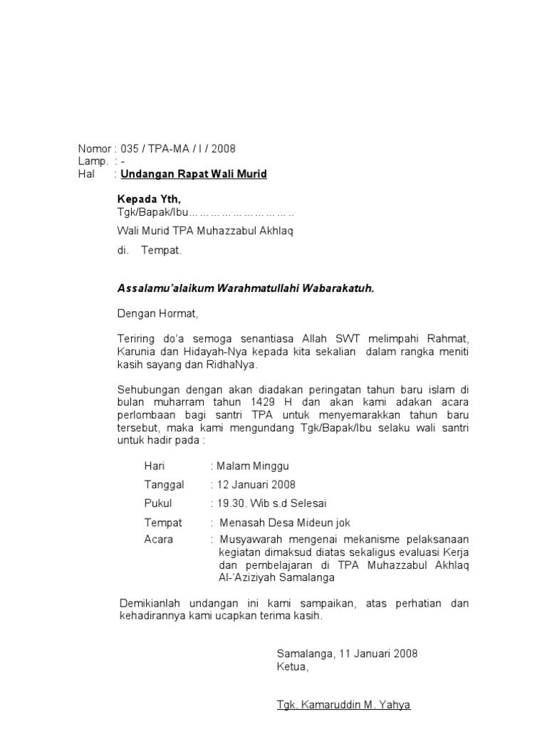 54 Contoh Surat Undangan Rapat Rt Word Terbaik