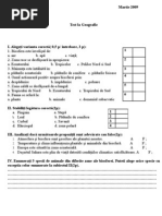 Test Clasa A V-A Geografie Martie 2009 - Biosfera