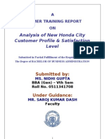 49908639 Analysis of New Honda City Customer Profile Satisfaction Level