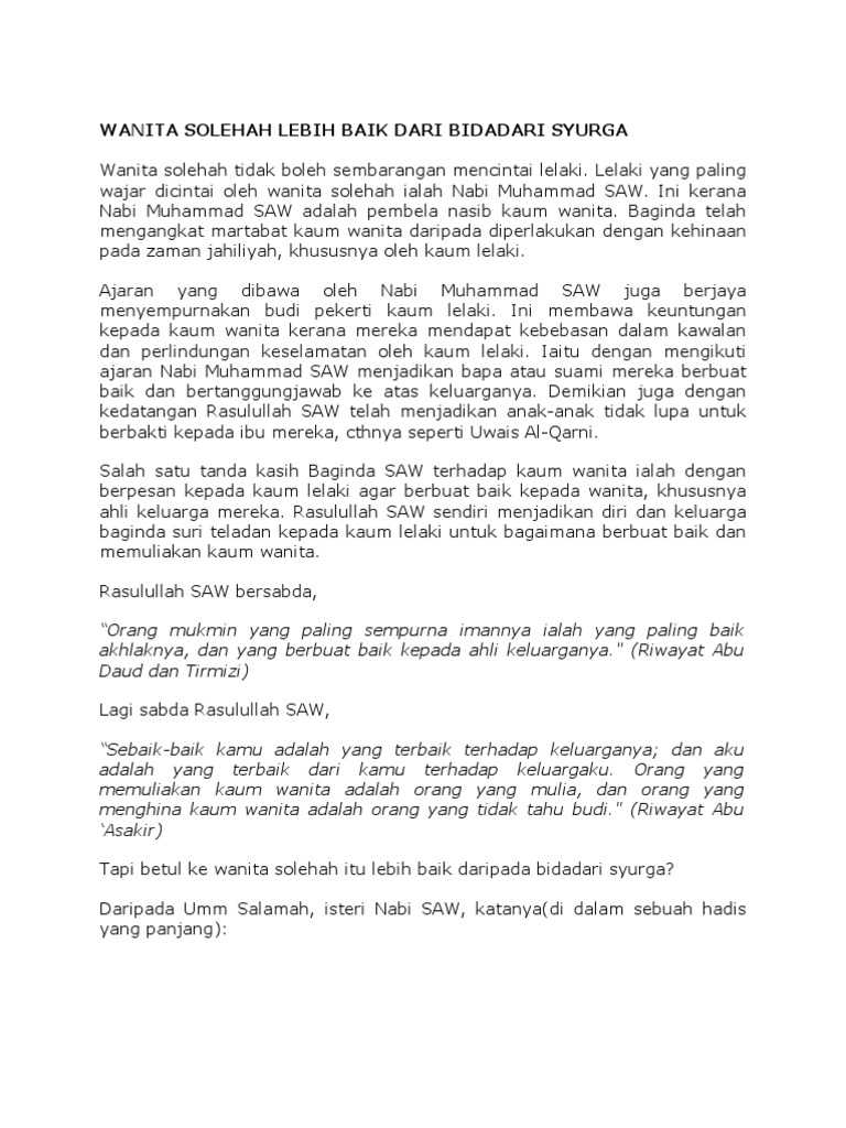 Wanita Solehah Lebih Baik Dari Bidadari Syurga Pdf