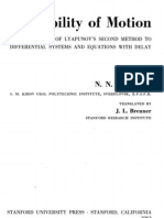 Krasovskii, Stability of Motion Applications of Lyapunov Second Method To Differential Systems and Equations With Delay, 1963