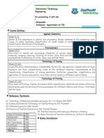 Course Outline of Textile Wet Processing-I With Lab