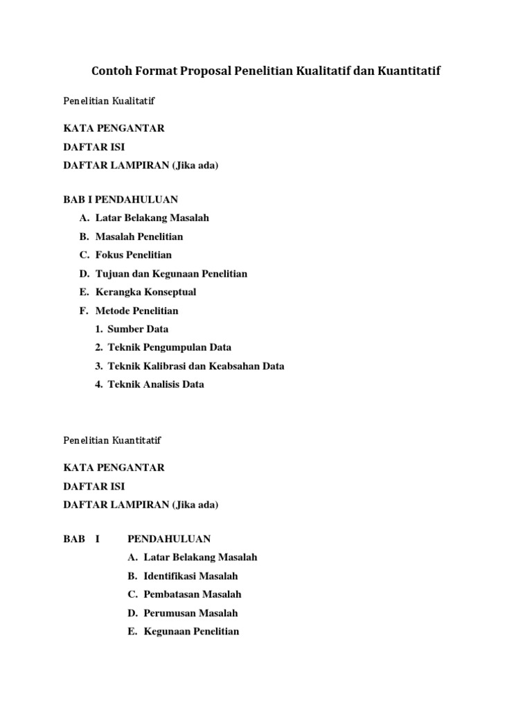 Format Proposal Kuantitatif Dan Kualitatif