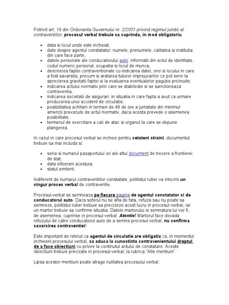 Proces Verbal De Contraventie