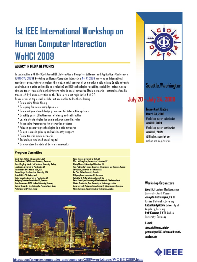 1st Ieee International Workshop On Human Computer Interaction Wohci 09 Human Computer Interaction Usability