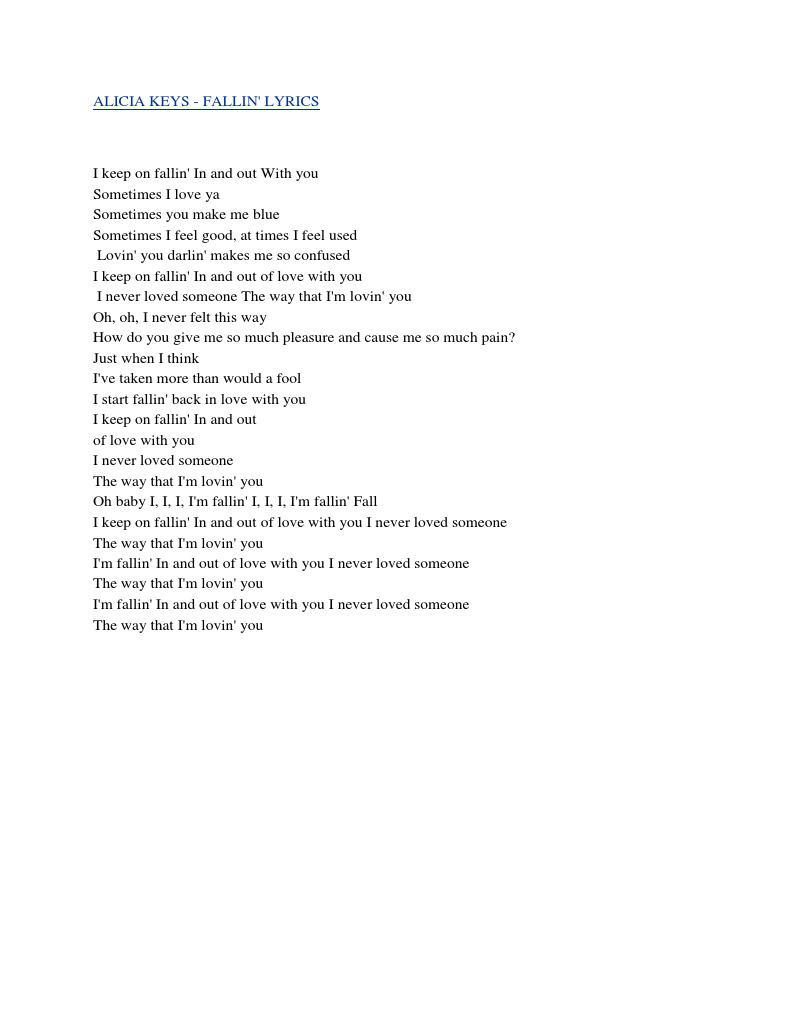 Alicia Keys - Fallin' Lyrics | PDF