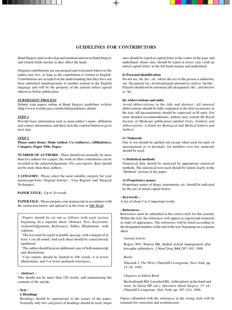 Hssubmissionguidelines HAND SURG JOURNAL Publishing Conflict Of