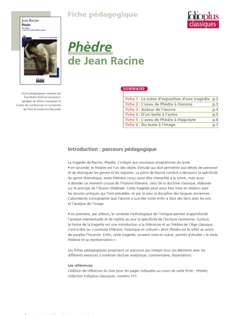 Phedre | PDF | Jean Racine | Pièce de théâtre