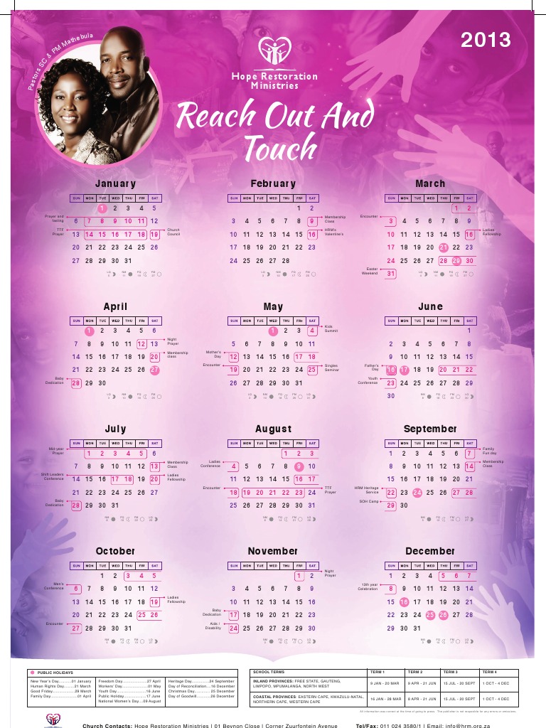 Hope Restoration Ministries Calendar 2013 PDF Holidays Observances