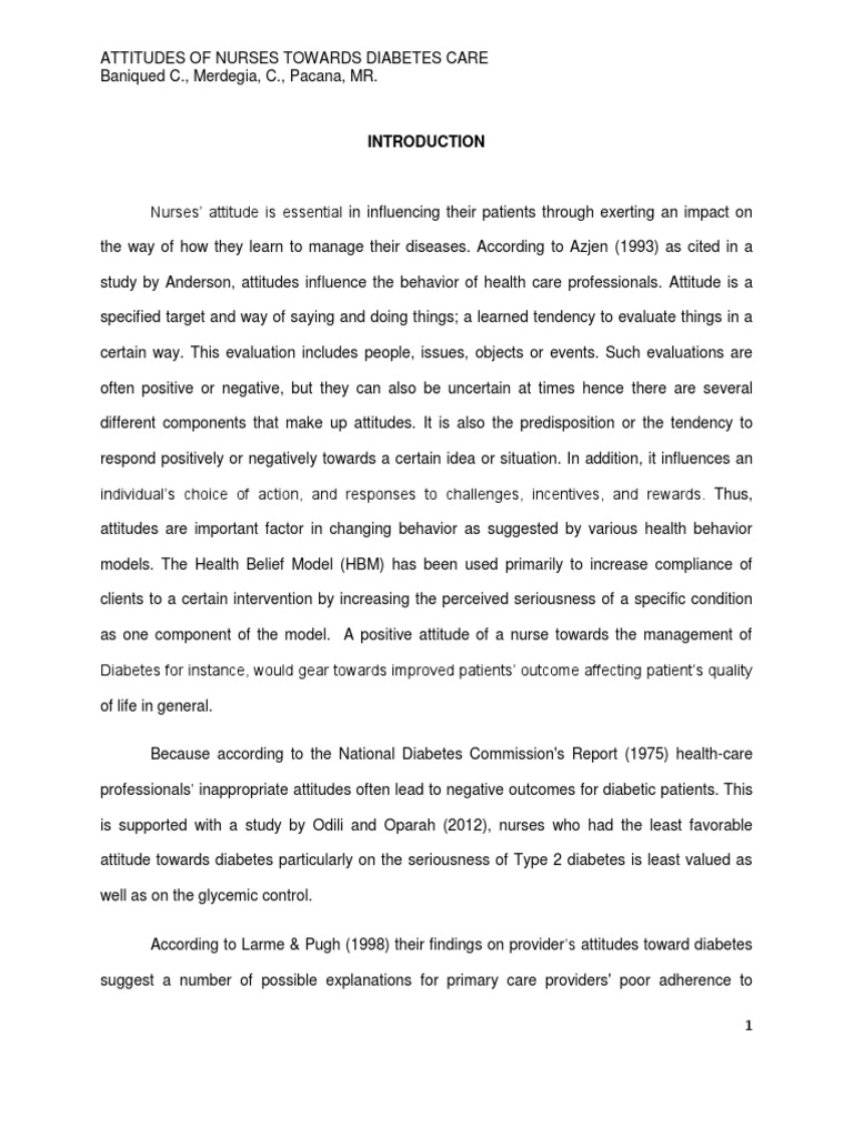 Nurses' Attitudes on Diabetes Care | PDF | Nursing | Attitude (Psychology)