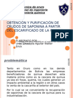 Obtención y purificación de crudos de saponina a partir del escarificado de la quinua