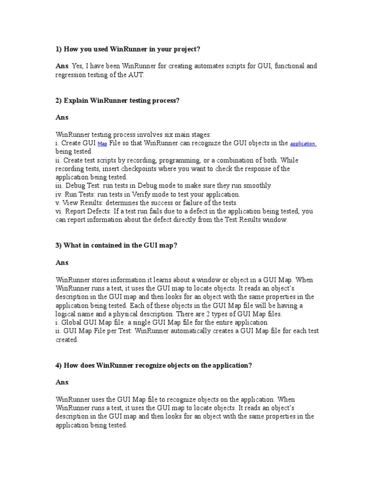 WinRunner Faq's | PDF | Graphical User Interfaces | Scripting Language