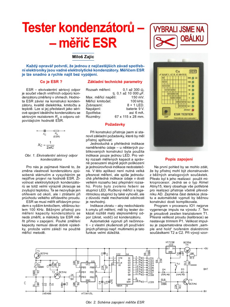 Esr-Meter Led Atiny15 No-Program Pe-2003-02 Project | PDF