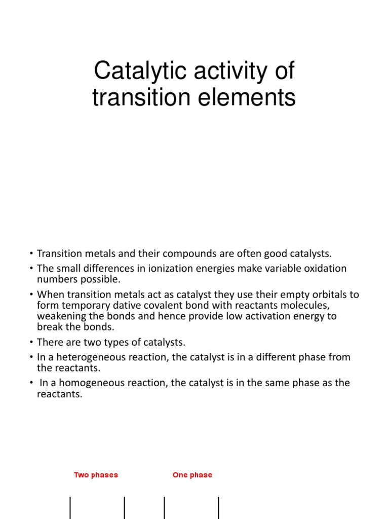 Catalytic Properties of Transition Metals | PDF | Heterogeneous ...