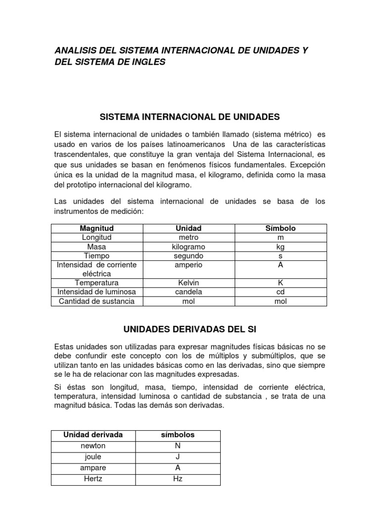 Analisis Del Sistema Internacional de Unidades y Del