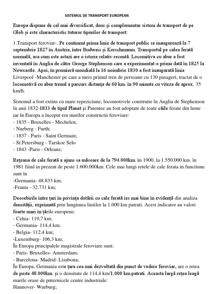 Sistemul de Transport European | PDF